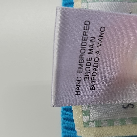 Late 90s Susan Bristol Cardigan, Malibu Blue w Beaded Bee Design, Sz L, NEW - Picture 7 of 13